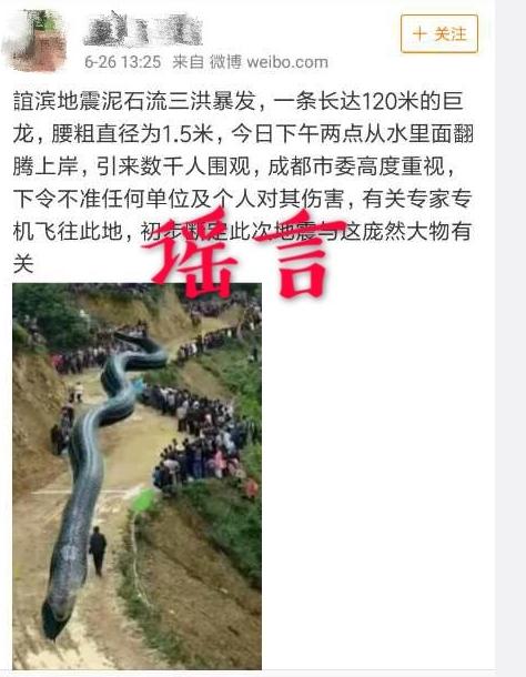 泥石流巨龍系謠言 這種P圖難道不知道龍和蛇的區(qū)別嗎？