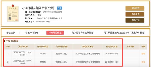 小米一天收到三張罰單 涉及廣告及消費者權(quán)益被警告加罰款